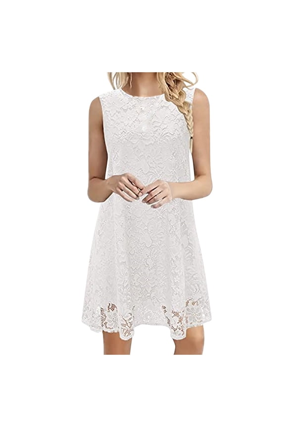 Women's Elegant Floral Lace Dress Sleeveless Crew Neck Formal Cocktail Dress Evening Prom Dress Wedding Guest Dress