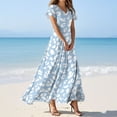 thumbnail image 1 of Women's Elegant Flutter Sleeve Dress Floral Chiffon Maxi Dress Flowy Wedding Guest Dress for Spring 2025 Sky Blue M, 1 of 5
