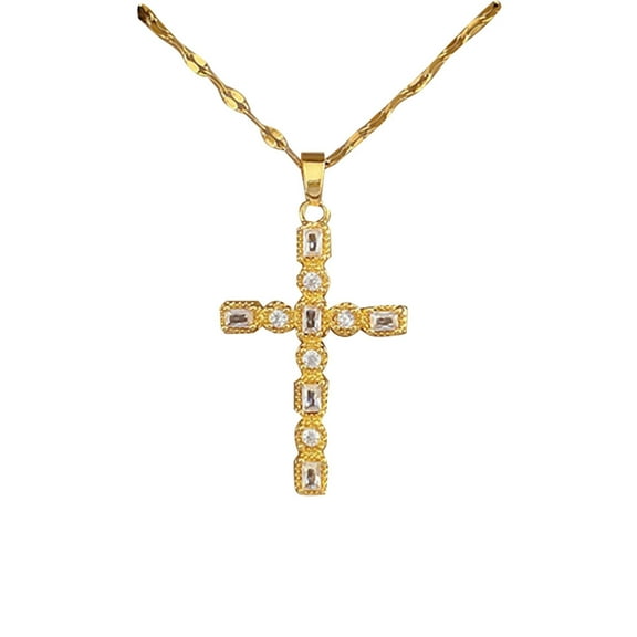 Women's Elegant Gold Plated Cubic Zirconia Pendant Necklace Minimalist Layering Chain Jewelry for Everyday Wear