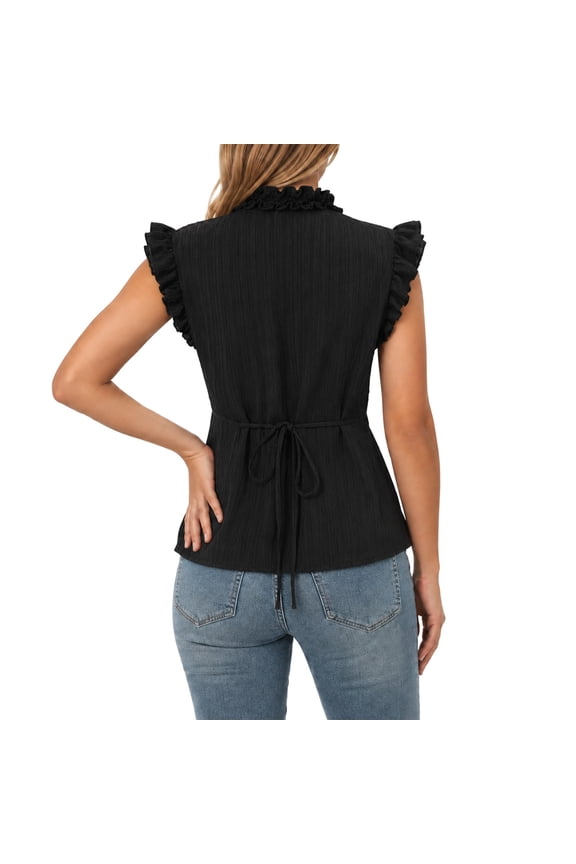 Women's Elegant Gothic Sleeveless Top for Plus Size Black Pearl Trim Steam Punk Blouse Black S