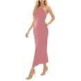 thumbnail image 1 of Women's Elegant Halter Dress Sleeveless Bodycon Long Party Dress for Evening Pink XS, 1 of 1