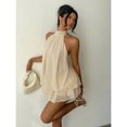 thumbnail image 1 of Women's Elegant Halter Tie Mini Dress Purple Summer Dress, 1 of 10