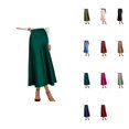 thumbnail image 1 of Women's Elegant High Waist Satin Maxi Skirt â Solid Elastic Waist Silhouette for Business Casual, Party & Wedding Guest (Fall 2025), 1 of 5