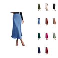 thumbnail image 1 of Women's Elegant High Waist Satin Maxi Skirt â Solid Elastic Waist Silhouette for Business Casual, Party & Wedding Guest (Fall 2025), 1 of 5
