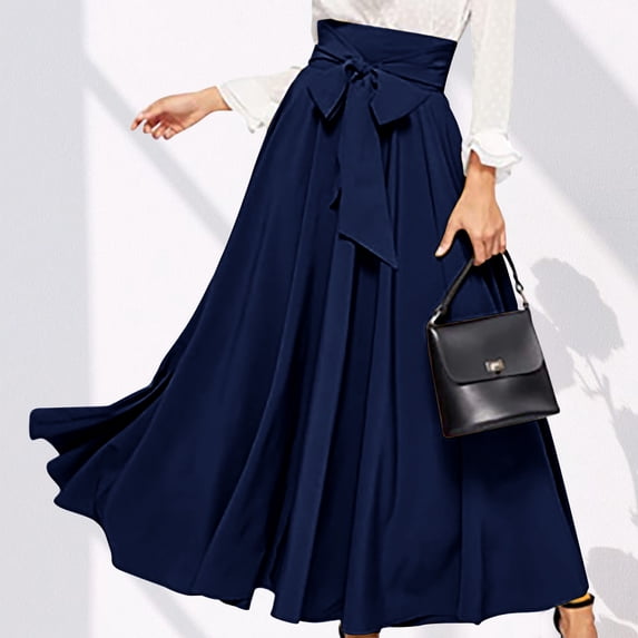 Women's Elegant High Waist Skirt Tie Front Pleated Maxi Skirts Greenish Yellow Dress Green Skirt