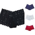 thumbnail image 1 of Women's Elegant Lace Boyshorts Breathable Hollow Out Underwear With Comfort Fit Design, S, Black, 1 of 3