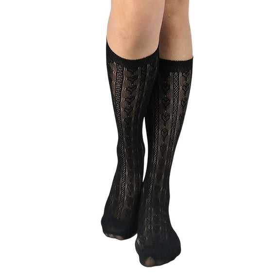Women's Elegant Lace Mesh Thigh High Stockings Featuring Delicate Heart Jacquard Design For All Day Comfort