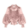 thumbnail image 1 of Women’s Elegant Lace Shirts, Long Sleeve Casual Flower Lace Mesh Blouse Button Medieval Tops Sweatshirt Women Trendy Free Size, 1 of 7