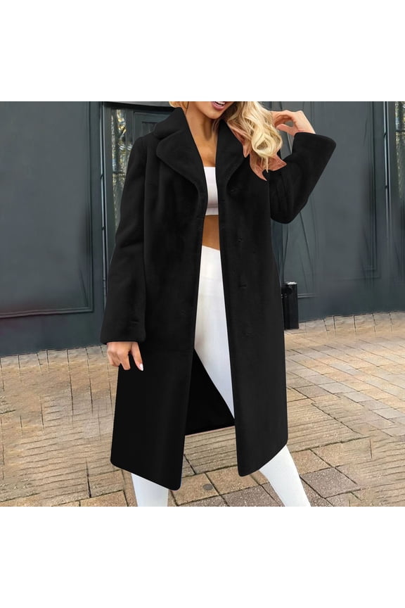 Women's Elegant Lapel Casual Fashion Coat Long Sleeve Solid Color Outerwear​​