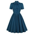 thumbnail image 1 of Women's Elegant Lapel Dress with Lace Up Detail Bow Flowy Hemline Casual Comfortable Stylish Summer Outfit, 1 of 2