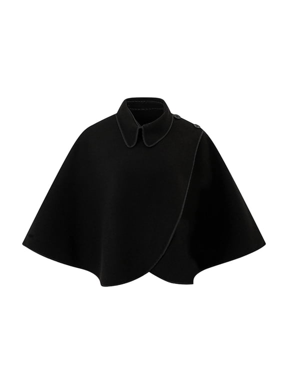 Women's Elegant Lapel Poncho Buttoned Warm Poncho Bridal Stole Cape Shawl for women