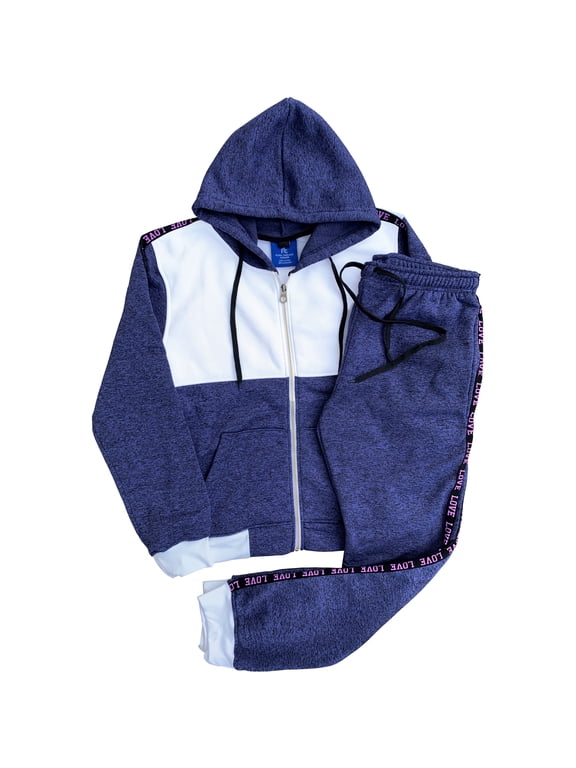 Women's Elegant Letter-Striped Colorblock Hoodie & Jogger Co-Ord Set