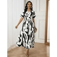 thumbnail image 1 of Women's Elegant Lightweight V-neck Striped Shirt Dress, 1 of 4