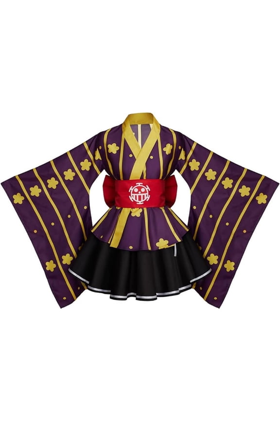 Women's Elegant Lolita-Style Luffy Dress Set Anime-Inspired Top & Skirt with Belt