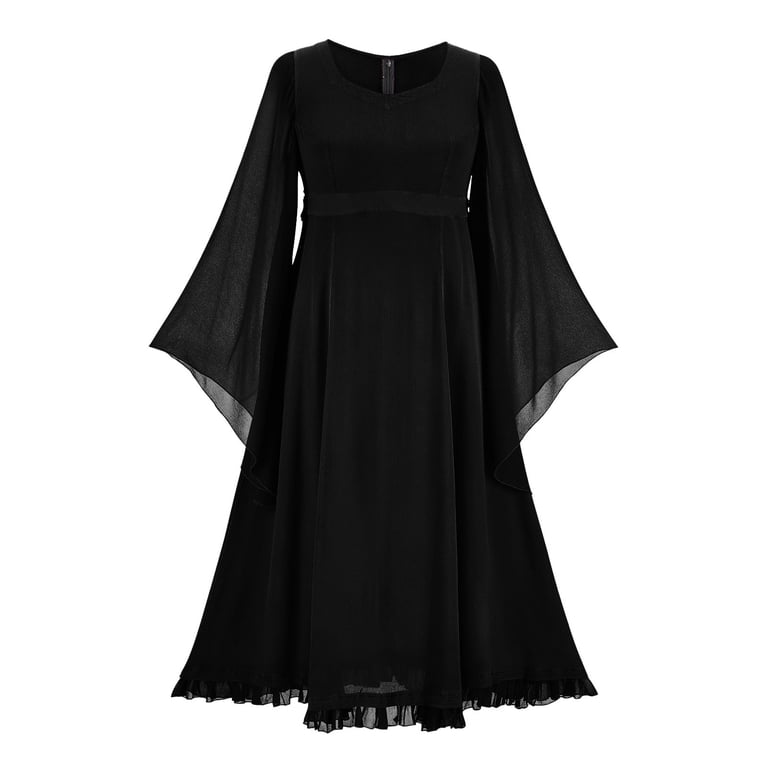 Women's Elegant Long Bell Sleeve V Neck High Waist Ruffle Hem Midi Dresses Solid Color Mesh Sheer Retro Cocktail Dress - Walmart.com Women's Elegant Long Bell Sleeve V Neck High Waist Ruffle Hem Midi Dresses Solid Color Mesh Sheer Retro Cocktail Dress - Walmart.com