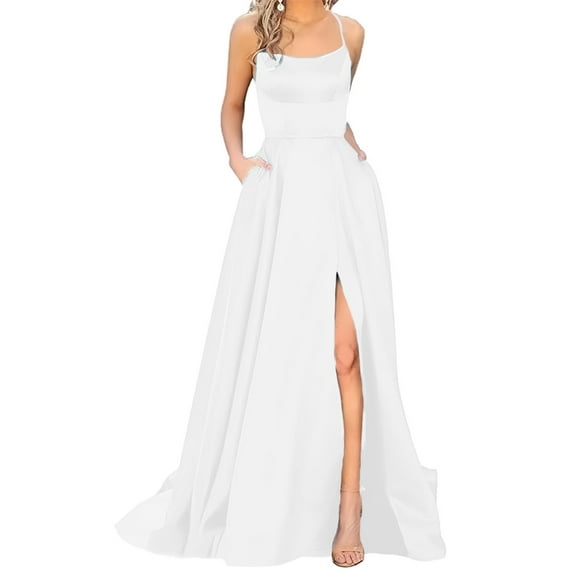 Women's Elegant Long Evening Dresses with Pockets Cocktail Party Dress Gifts
