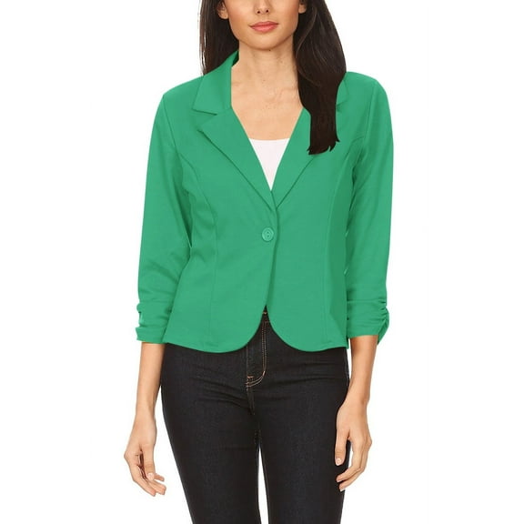 Women's Elegant Long Sleeve Blazer – Solid Button-Front Casual Style