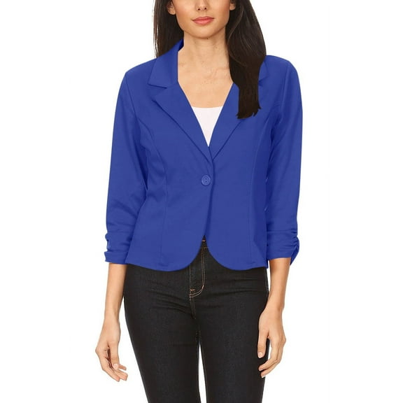 Women's Elegant Long Sleeve Blazer – Solid Button-Front Casual Style