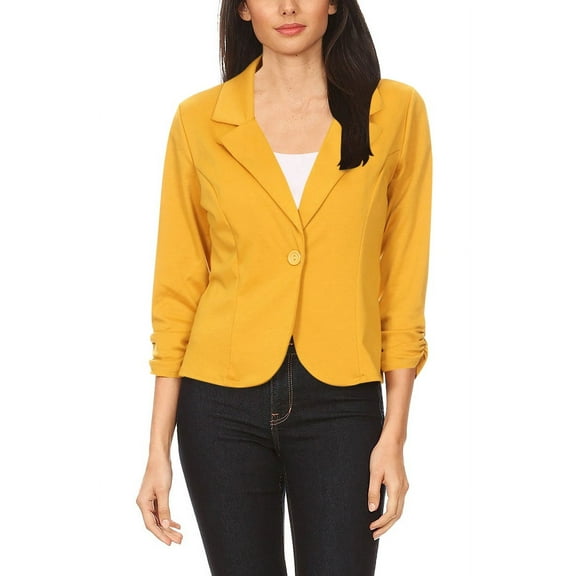 Women's Elegant Long Sleeve Blazer – Solid Button-Front Casual Style