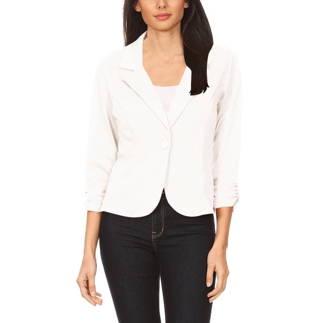 Women's Elegant Long Sleeve Blazer – Solid Button-Front Casual Style