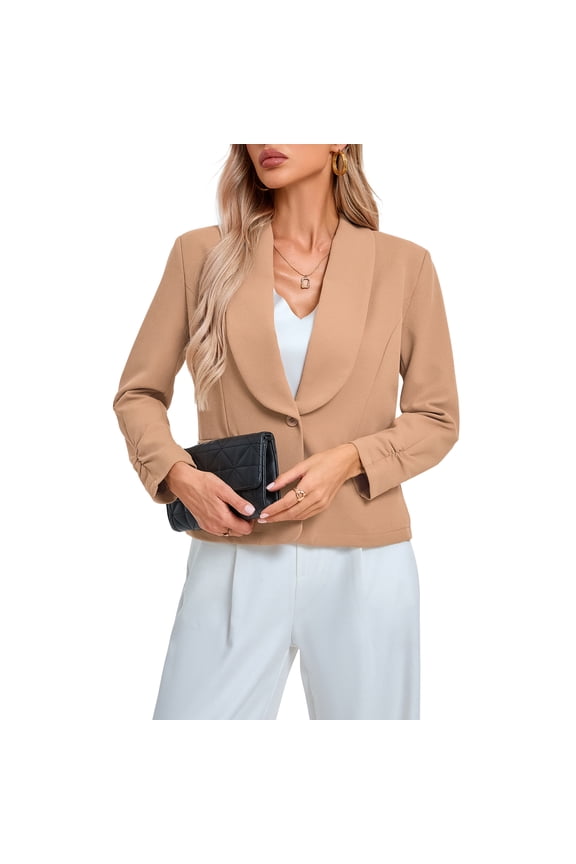 Women's Elegant Long Sleeve Office Blazer Open Front Business Casual Suit Jacket