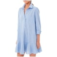 thumbnail image 1 of Women's Elegant Long Sleeve Shirt Dress Casual Ruffled Hem Flowy Comfortable Stylish Versatile Fashionable Trendy Outfit, 1 of 1