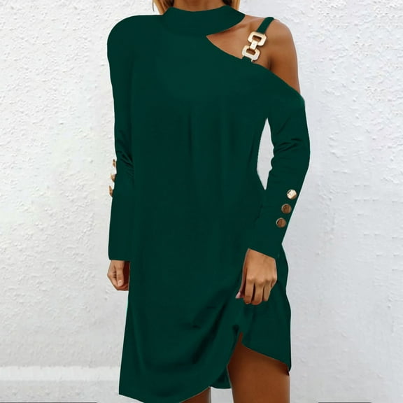 Women's Elegant Long Sleeve Short Dress Cold Shoulder Loose A Line Tunic Dresses Sleeveless Casual Dress Summer Dresses for Womens Long Dressy Maxi Dresses for Women Summer Dress Short Womens Casual