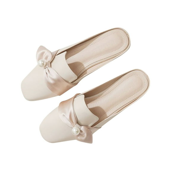 Women‘s Elegant Mules, Closed Toe Flat Slip-On Loafers with Backless Design, Chic for Business Casual, Summer Office, and Sophisticated Comfort Champagne 36