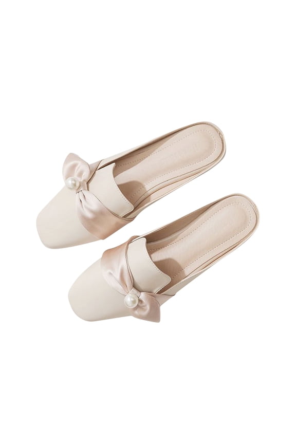 Women‘s Elegant Mules, Closed Toe Flat Slip-On Loafers with Backless Design, Chic for Business Casual, Summer Office, and Sophisticated Comfort Champagne 37