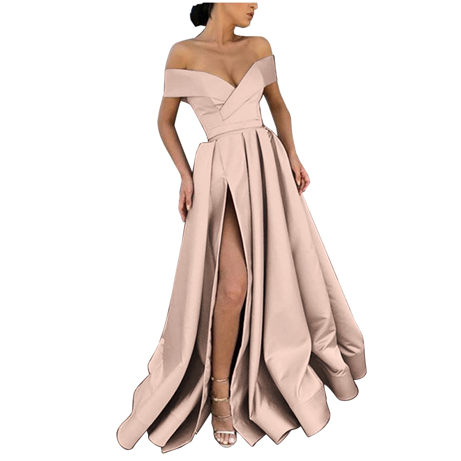Women's One Shoulder High Split Cutout Sleeveless Elegant Sexy Cocktail Maxi Dress