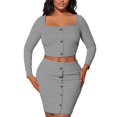 thumbnail image 1 of Women's Elegant One Shoulder Long Sleeve Skirt Suit Set for Holiday Party Wear and Daily Outfits, 1 of 2