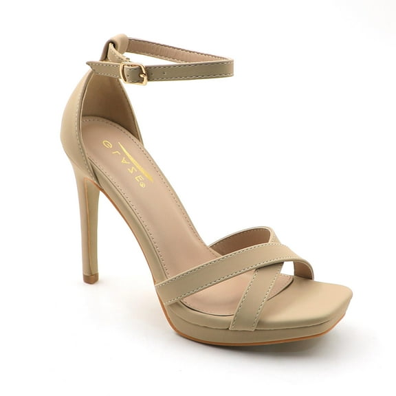 GJPBGK Women's Square Toe Elegant High Heel Dress Shoes – 4.3" Stiletto Heels with Adjustable Ankle Strap for Weddings, Parties & Evening Outfits