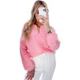 thumbnail image 1 of Women's Elegant Peach Blossom Knitted Notched Neck Sweater - [ZhiHiMeRi] | (US 20-22)2XL, 1 of 12