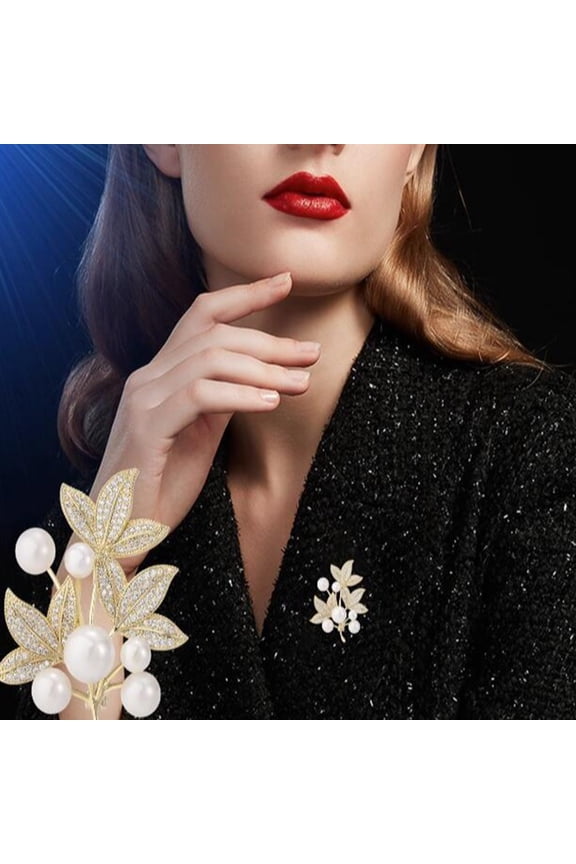 Women's Elegant Pearl Brooch - Luxury Floral Crystal Accent for Coat Blazer Jacket Dress, Fashion Versatile Jewelry Gift for Mother Grandma (1 Pin)