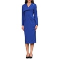 thumbnail image 1 of INSPIRE CHIC Women's Elegant Pencil Dress Lapel V Neck Long Sleeve 2025 Trendy Work Knee Length Dresses S Klein Blue, 1 of 5
