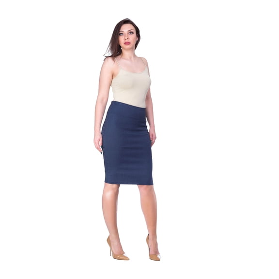 Women's Elegant Pencil Skirt (Denim, Medium)