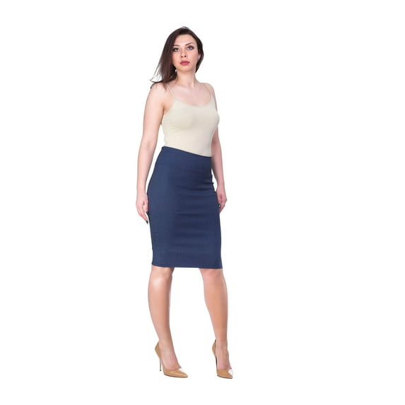 Women's Elegant Pencil Skirt (Denim, XX-Large)