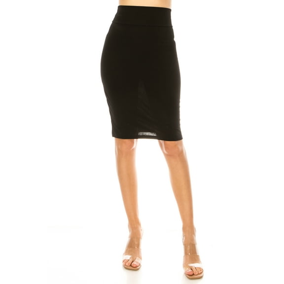 Women's Elegant Pencil Skirt with Large Waistband