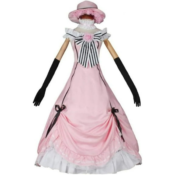 Women's Elegant Pink Ciel Lolita Dress Set Vintage Inspired Ruffled Party Outfit