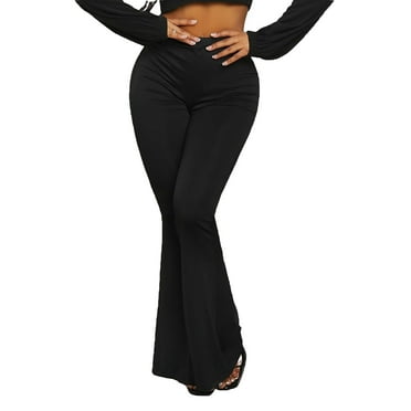Women's Elegant Plain Flare Leg Black Pants L (8/10)