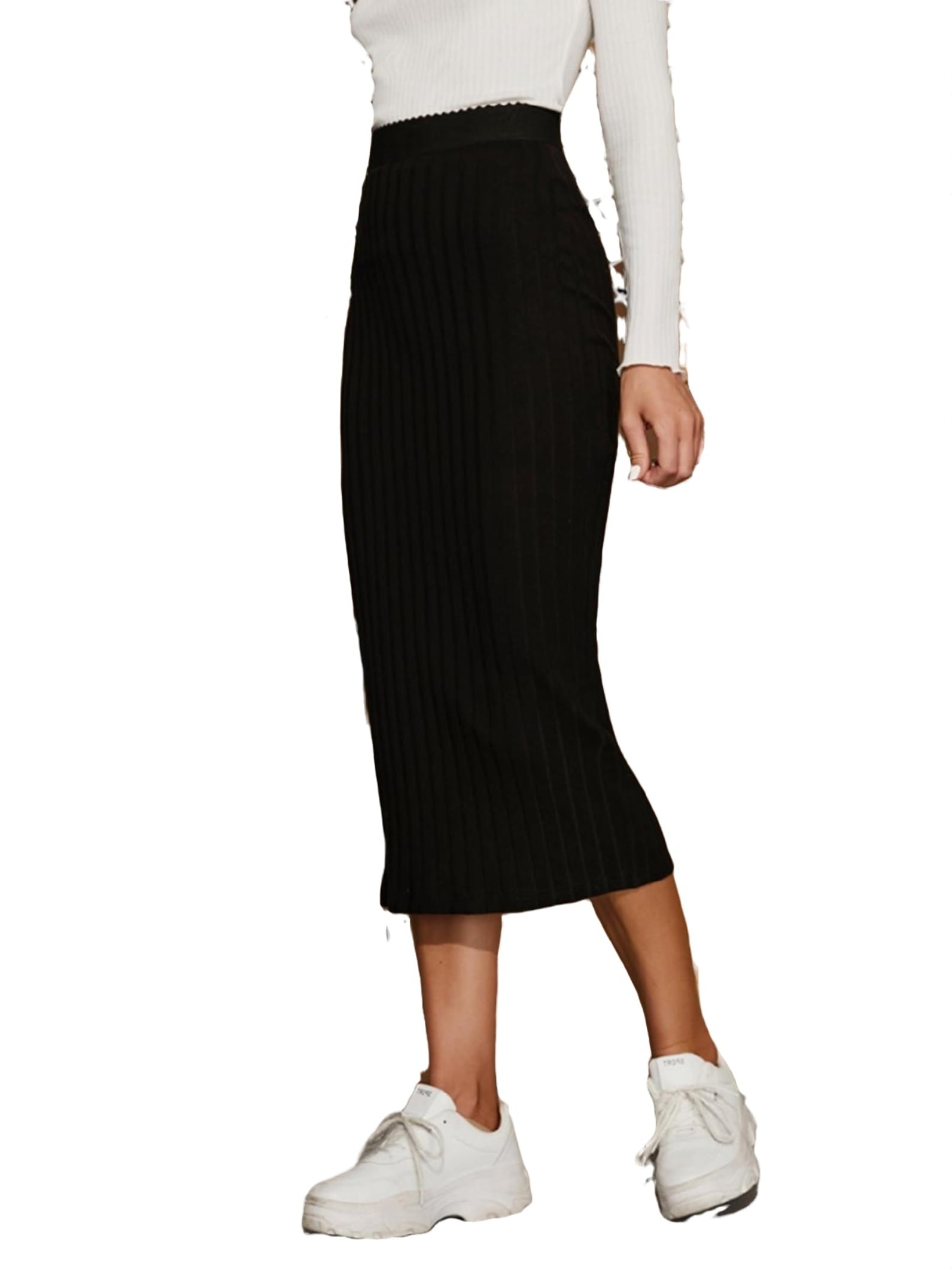 Women's Elegant Plain Pencil Black Skirts S - Walmart.com