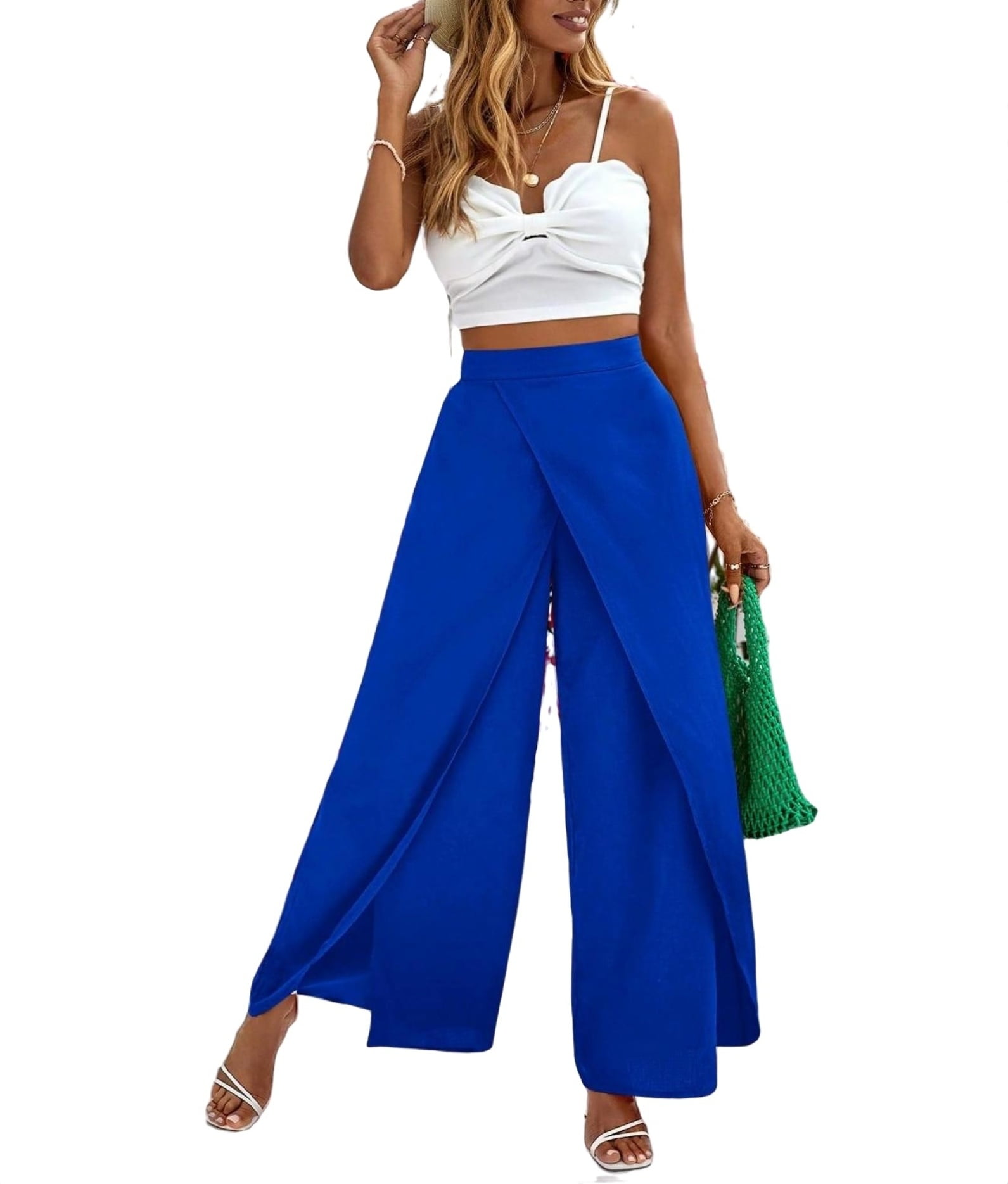 royal blue dress pants for woman Two-Piece Pantsuit with Single-Breasted Blazer and Straight 9 inch or 115 cm Blue Blazer Formal Dark Blue