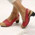 thumbnail image 1 of Women's Elegant Platform Chunky Heels Shoes Faux Wood Block Heels Cute Open Toe Ankle Strap Crisscross Mid Heels Wedding Party Dance Pump Sandals Shoes, 1 of 4