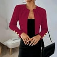 thumbnail image 1 of Women's Elegant Pleated Blazer Jacket Slim Fit Open Front Long Sleeve Cropped Office Jacket Work Suits, 1 of 7