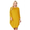 thumbnail image 1 of Women's Elegant Plus Size Loose Fit Dress Side Draped Dolman Sleeve Midi, 1 of 4