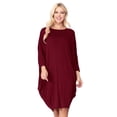 thumbnail image 1 of Women's Elegant Plus Size Loose Fit Dress Side Draped Dolman Sleeve Midi, 1 of 4