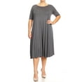thumbnail image 1 of Women's Elegant Plus Size Midi Dress A-Line Design with Short Sleeves, 1 of 5