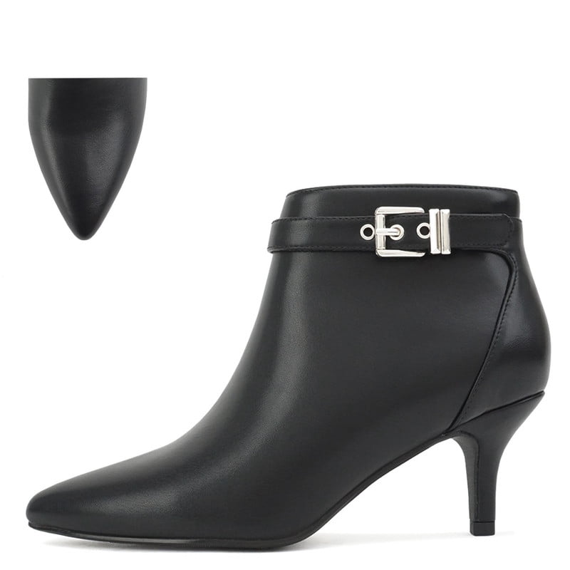 Women's Elegant Pointed-Toe Ankle Booties with Buckle Detail