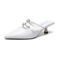 thumbnail image 1 of Women’s Elegant Pointed Toe Kitten Heel Mules With Rhinestone Accent, 1 of 8