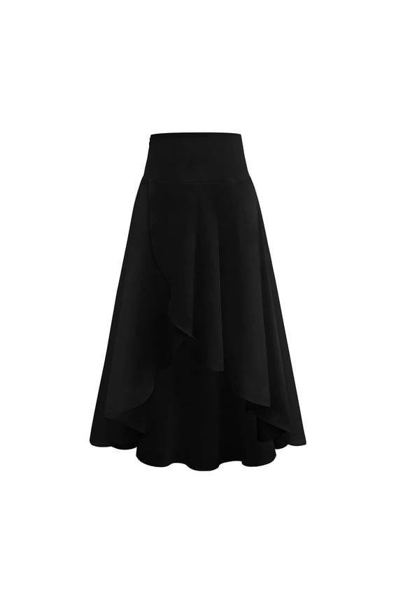 Women's Elegant Ruffled Drop Waist Skirt Casual Flowy Asymmetric Hem Fashionable Comfortable Stretchy Lightweight Versatile Stylish Trendy Feminine